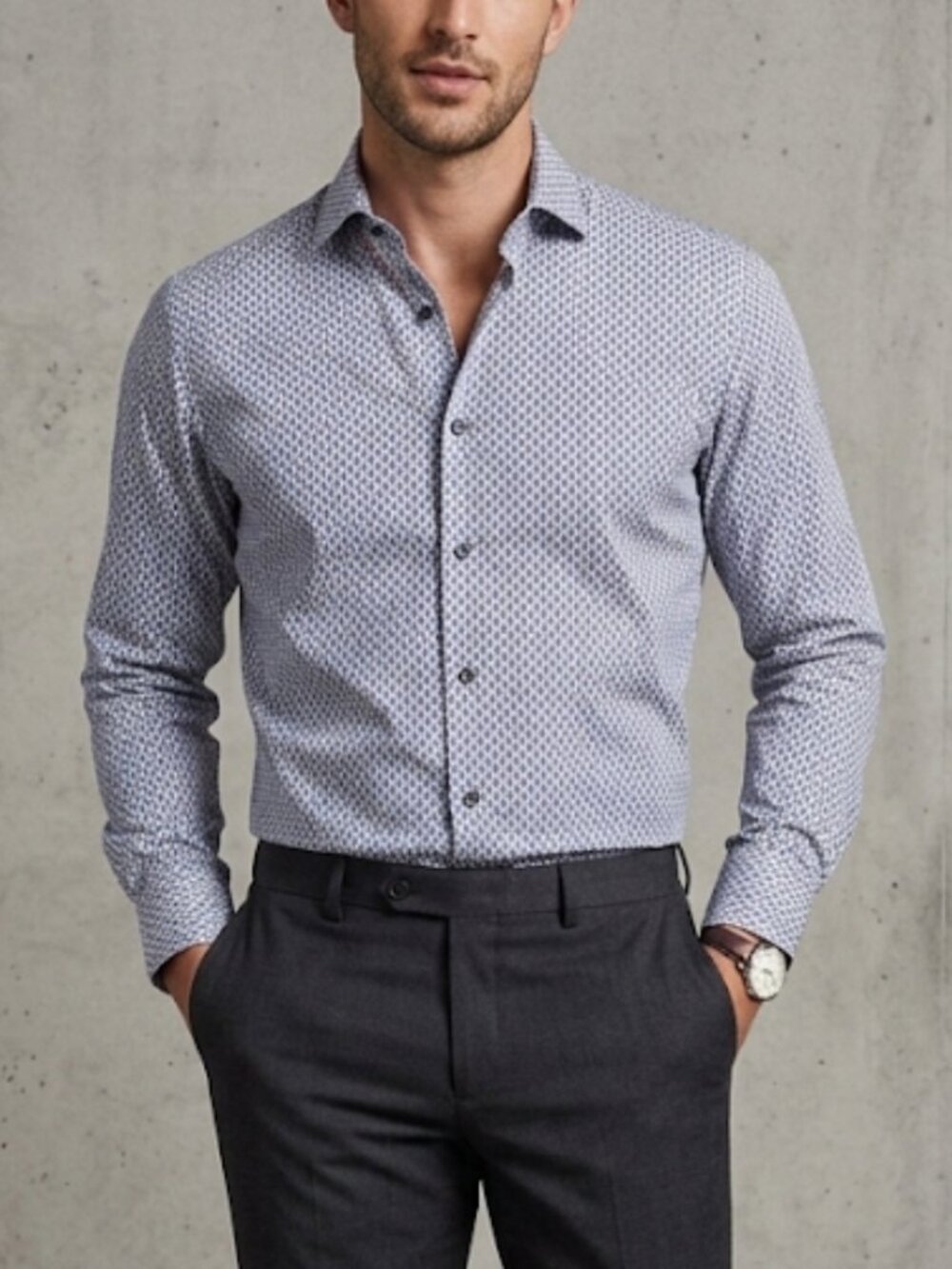 Bugatchi Jimmy OoohCotton Geo Print Button-Up Shirt B-Way Stretch Cobalt XXL NWT